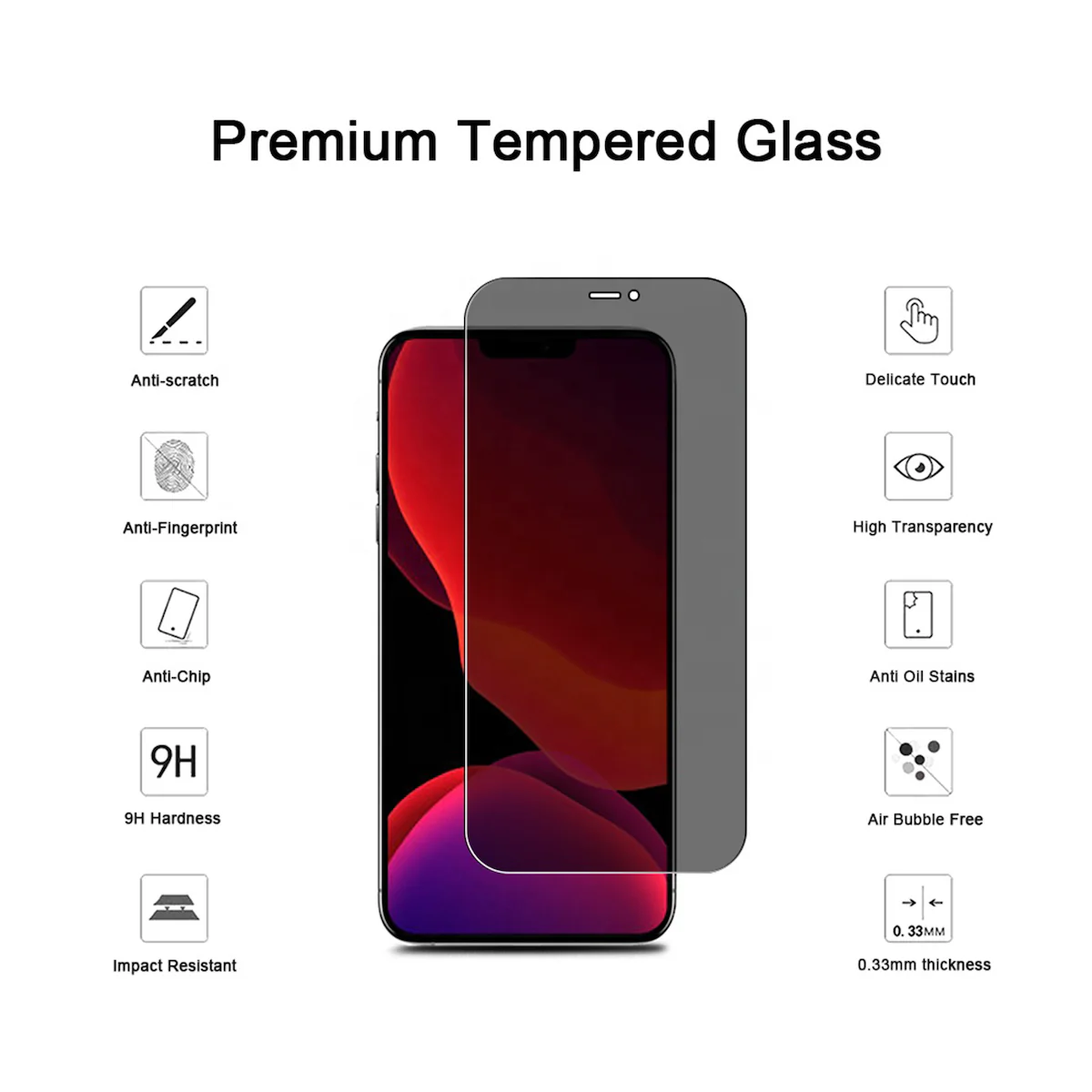 Privacy Full Glue Tempered Glass POCO